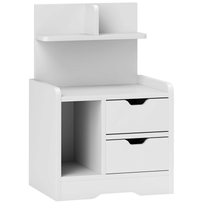 HOMCOM Nightstand with 2 drawers, open shelf, 40x30x60 cm, White