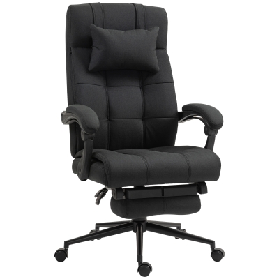 Vinsetto Office Chair with Footrest, Desk Chair, Swivel Chair with Headrest, Black