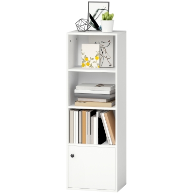 HOMCOM Bibliothèque Moderne 4 Niveaux avec Porte Blanc