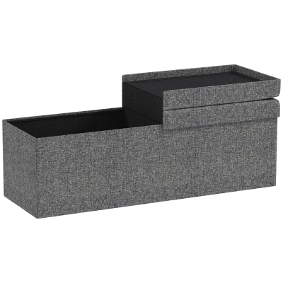 HOMCOM Storage ottoman with storage, foldable design, soft padding, for hallway, living room, bedroom, Dark Grey