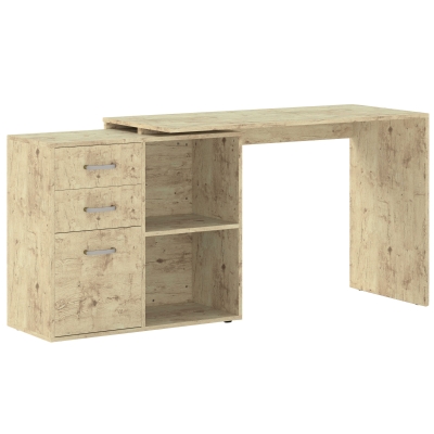 Birou de Colț pentru PC cu 2 Sertare, 117x83,5x76 cm, Lemn Natural