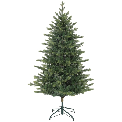 HOMCOM 150 cm Artificial Christmas Tree, Realistic Christmas Tree with 1202 Articulated Branch Tips, Metal Stand, Green
