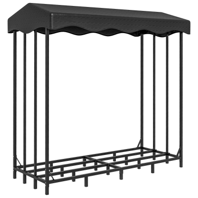 Suport pentru Lemne de Exterior cu Acoperire, 185x90x185 cm, Negru