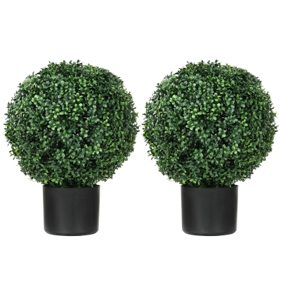 HOMCOM Boxwood Artificial Plant, Spherical, 52x40 cm, Green
