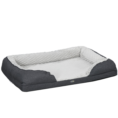 Pat pentru Câini Căptușit cu Pernă Detașabilă, 120x80x22 cm, Gri Cărbune
