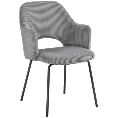 HOMCOM Dining chair, Cord upholstery, Shell shape, Metal legs, Foot pads, Gray