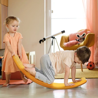 ZONEKIZ Balance Board Wobble Montessori Toy 82x27.5cm Orange