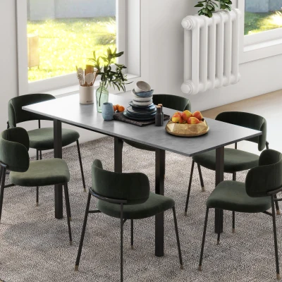 HOMCOM Dining Table, Kitchen Table, Extendable, for 6 People, 160x70, Dark Gray