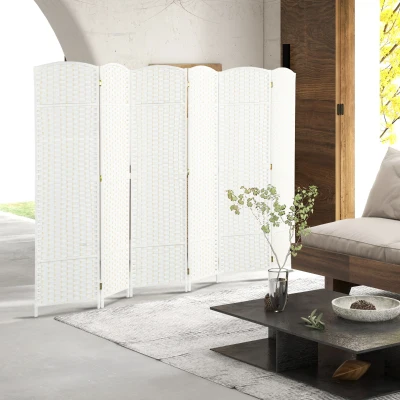 HOMCOM 6-panel room divider, foldable privacy screen, privacy wall for living room, bedroom, home office, white