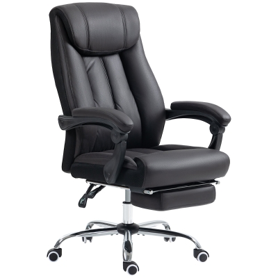 HOMCOM Office Chair Desk Chair Executive Chair, with Footrest, Height-Adjustable, 145° Recline, 66 x 70 x 119 cm, Black