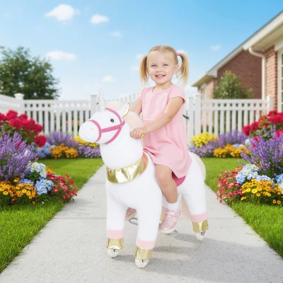 AIYAPLAY Kids Rocking Horse Plush Unicorn Toy White