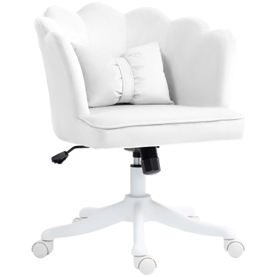 HOMCOM Office Chair with Petal Design, Bow Cushion, Softly Padded, White
