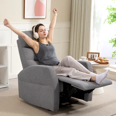 HOMCOM Adjustable Recliner with Footrest, Modern Upholstered Armchair, Dark Gray