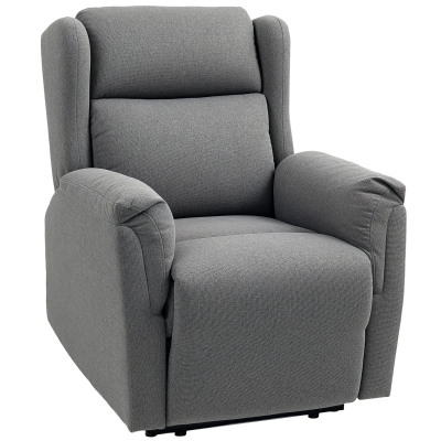 HOMCOM Recliner, Adjustable Upholstered Armchair with Footrest, 160° Reclining, Linen Look, Quick Assembly, Dark Gray