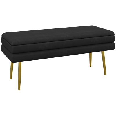 HOMCOM Upholstered bench with storage, steel, 100 cm x 37.5 cm x 42 cm, Black