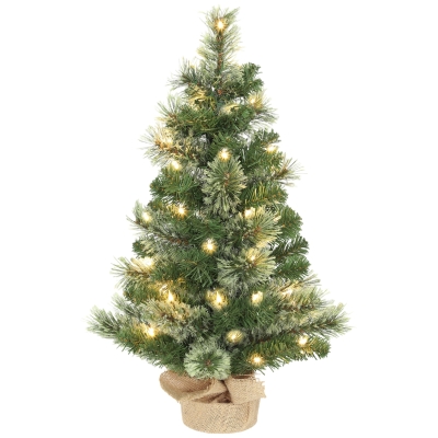 HOMCOM Mini Albero di Natale Alto 60cm 35 LED Bianchi e 68 Rami
