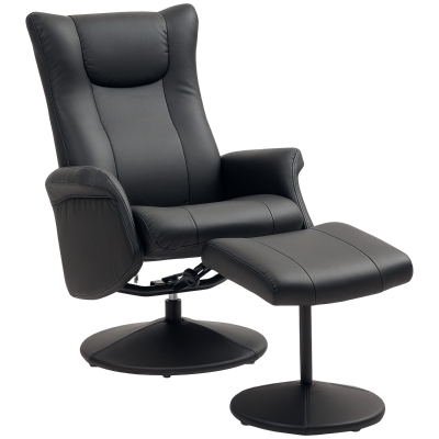 HOMCOM Executive chair with Ottoman, leather-look, swivel, adjustable backrest, up to 150 kg, Black