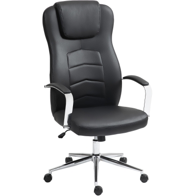 HOMCOM Leather-look office chair, height-adjustable, padded backrest, Black