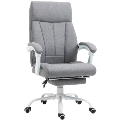 Vinsetto Office chair, Swivel chair, reclining backrest, height-adjustable, up to 120 kg, Linen look, Gray