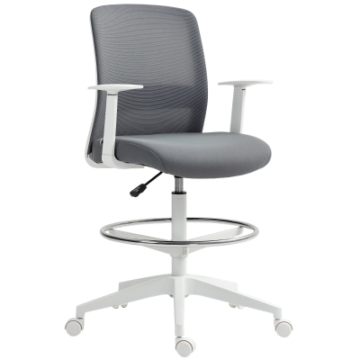HOMCOM Desk chair, swivel, rolling, mesh back, foam cushion, Grey