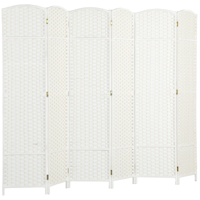 HOMCOM 6-panel room divider, foldable privacy screen, privacy wall for living room, bedroom, home office, white