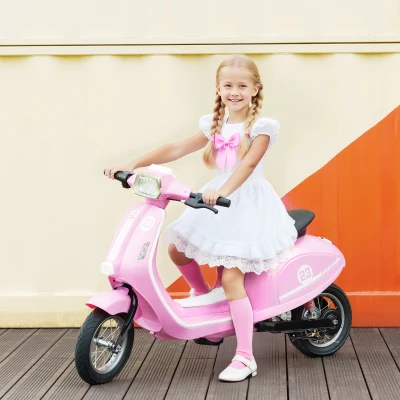 AIYAPLAY 24V Kids Electric Motorbike with LED Lights Pink