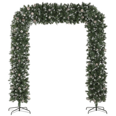 HOMCOM Snow Frosted Christmas Tree Arch with Metal Stand Green