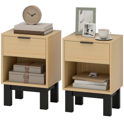 HOMCOM Ensemble 2 Tables de Nuit Modernes Chêne avec Tiroir