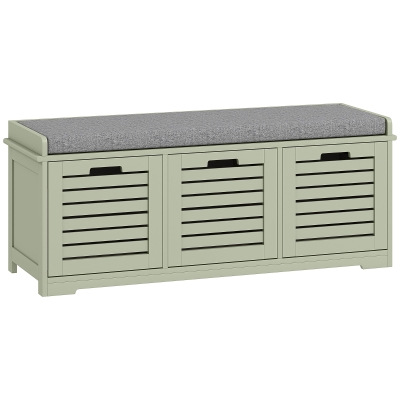 HOMCOM Shoe Storage Bench 3-Drawer Green
