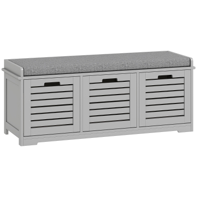 HOMCOM Shoe Storage Bench 3-Drawer Grey