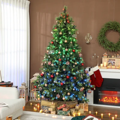 HOMCOM 7.5ft Carolina Pine Christmas Tree with LED Lights
