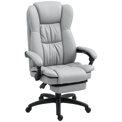 Vinsetto Cadeira de Escritório com Altura Ajustável 6 Pontos de Massagem e Apoio para os Pés Retrátil 68,5x68,5x113-121 cm Cinza