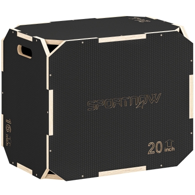SPORTNOW 3-in-1 Plyo-Box aus Holz, rutschfeste, eckenlose Plyo-Plattform mit Grifföffnungen für Heim- und Outdoor-Workouts, 61/51/40,5 cm