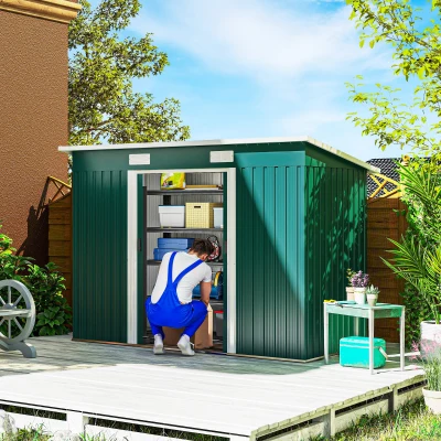 Outsunny Casetta da giardino 261cm x 131cm x 182cm Verde