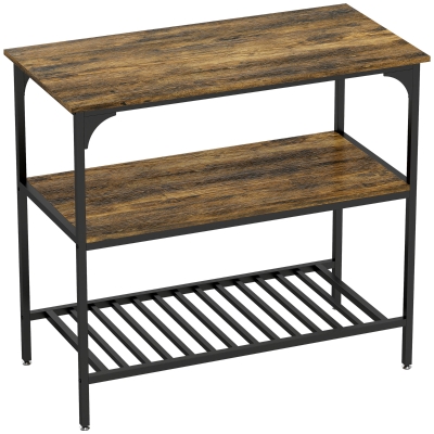 HOMCOM Estantería de panadero, estantería de cocina de 3 niveles con marco de acero, Marrón rústico+Negro