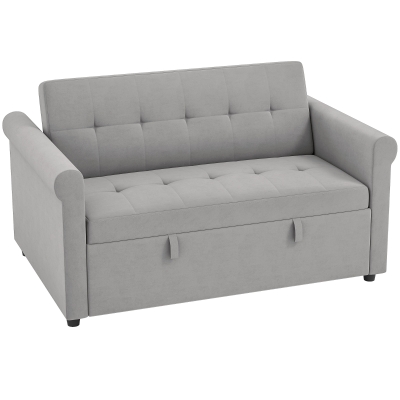 HOMCOM 2-Seater Velvet Sofa Bed - Grey
