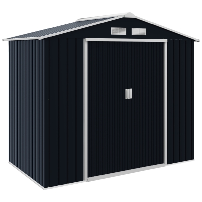 Outsunny Casetta da giardino 213cm x 130cm x 185cm Grigio Scuro