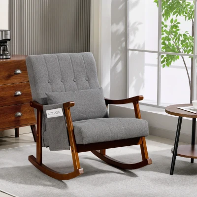 HOMCOM Wood Rocking Accent Chair - Grey
