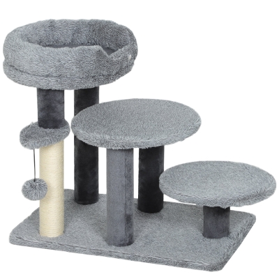 PawHut Scala per gatti 60cm x 40cm x 56cm Grigio