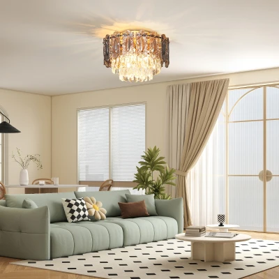 HOMCOM Vintage Chandelier Ceiling Light 3-Light Gold Tone
