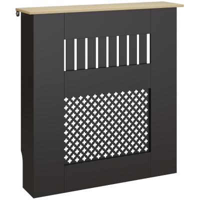HOMCOM Cobertura para Radiadores Proteção Radiador de MDF 78x19x81 cm Desenho Moderno de Ripas Preto