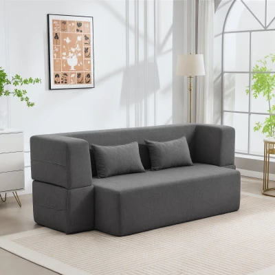 HOMCOM Divano letto 203cm x 95cm x 75cm Grigio