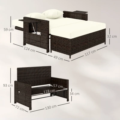 Canapea de Gradina cu Banca Mobilier de Gradina din Ratan Maro
