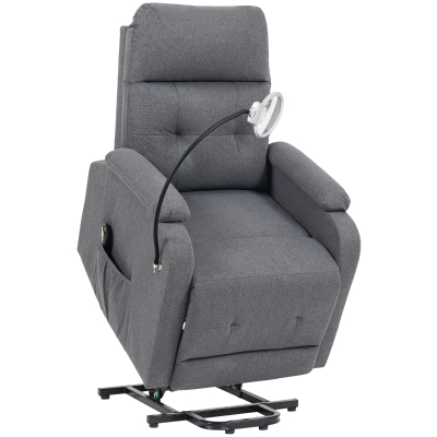 HOMCOM Electric Lift Recliner Chair Linen Fabric Grey