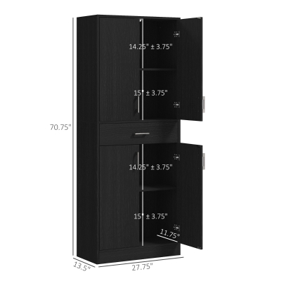 HOMCOM Credenza da cucina 70.8x34x180cm Nero