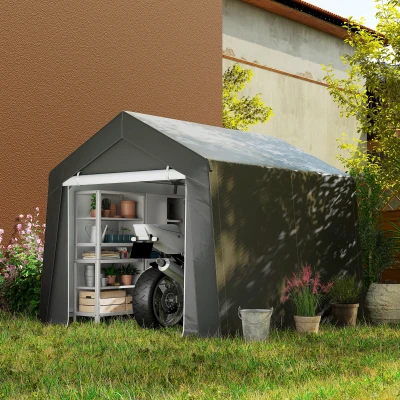 Outsunny Abri de Jardin Portable 3x3m Acier Galvanisé Gris