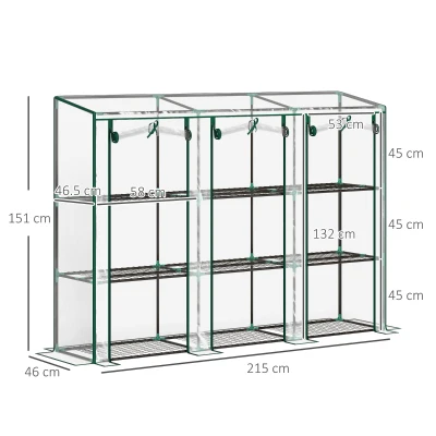 Outsunny Serra da giardino 215x46x151cm Trasparente
