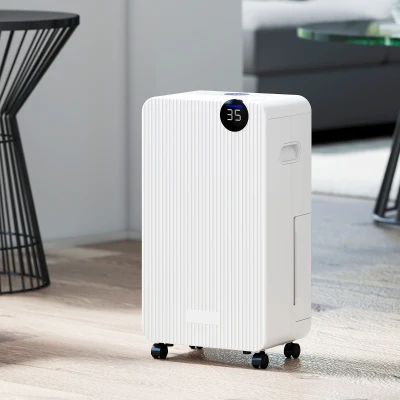 HOMCOM Deshumidificador 12L/día Depósito de Agua 2,1L Pantalla LED Temporizador 24 H Bloqueo Infantil hasta 12-25㎡ Blanco
