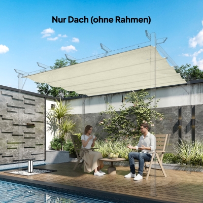 Outsunny Vervangdak voor 2,85 x 2 m Tuinpaviljoen, Uitschuifbaar, Eenvoudige Montage, Polyester, Crèmewit