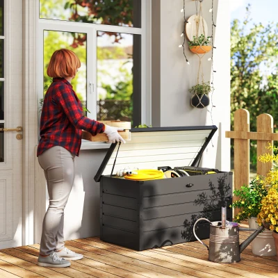 Outsunny Contenitore da giardino 120cm x 62cm x 62cm Grigiio